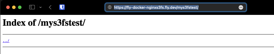 Screenshot of empty bucket via NGINX