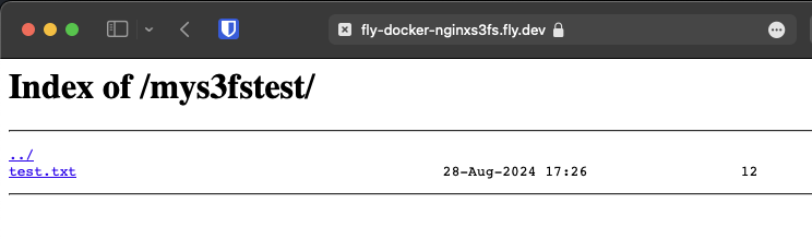 Screenshot of NGINX dir listing with example test.txt